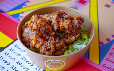 Teriyaki Cauliflower with steamed rice and gonger and spring onion