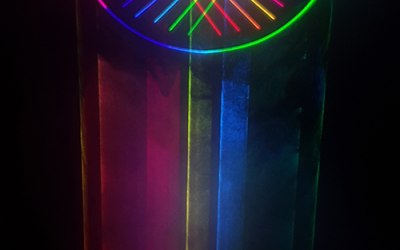 VisionLight Events logo projected in laser light