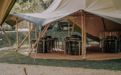 Corporate Event at Oakley Court - Supplied two Midi Hat tipis + Furniture