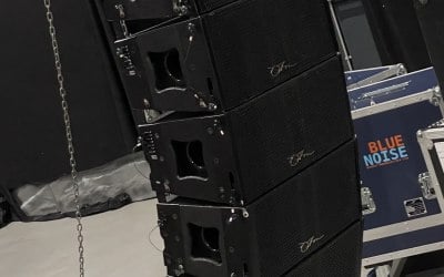 One of our Ohm Vela Line arrays being rigged