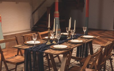 Handmade from reclaimed wood, these trestle tables are perfect for your wedding breakfast or large dining event. These seat 4 down either side for comfortable dining, or with an additional 1 at each end for a cosy get together. They are traditional trestle tables with the legs separate from the top. You lay the legs out, then place the top on. Very sturdy and strong  They are 3ft wide and ideal for sharing platters.