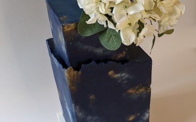 Square Marble Stone effect wedding cake