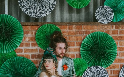 Wall installation for wedding styled shoot