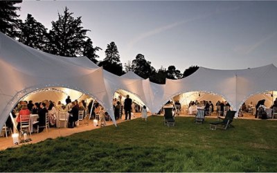 Capri marquees linked for a wedding