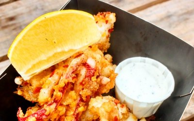 Almond crusted chilli squid and sumac aioli