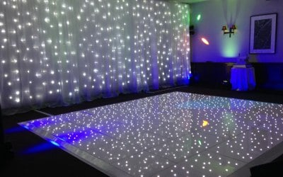 Dancefloor, twinkle backdrop and Uplighters
