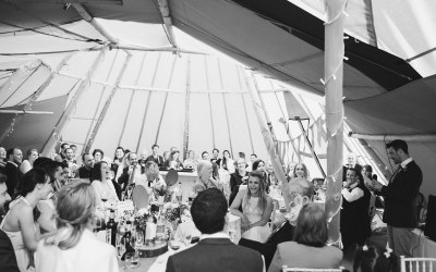 Speeches inside a Wild Tipi event.