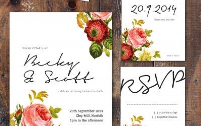 Vintage Floral, wedding stationery range