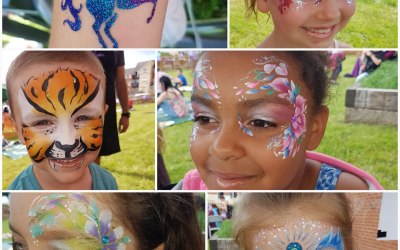 facepaint and glitter tattoo