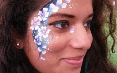 Cheek and eye flowers used to delightful effect