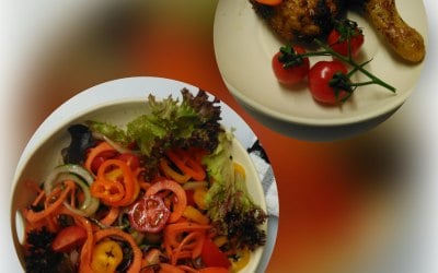 Marinated Grilled Chicken with salad. 