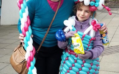 Balloon Dress and hats for a parade.