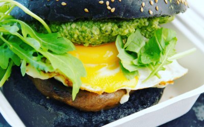 Mushroom, halloumi, broad bean hummus,truffled egg 