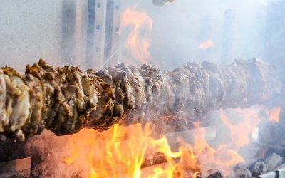 Hot flames on the grill