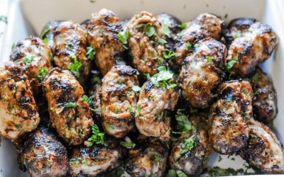 Delicious grilled sausages - halal and vegetarian options available