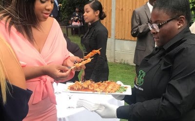 Canapé service - Jerk Prawn Skewers