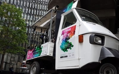 Branded Piaggio Ape coffee van