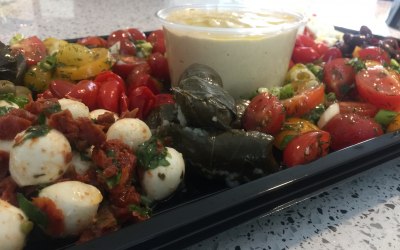 Hummus and antipasti platter