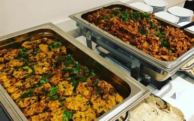 Mexican themed vegan wedding buffet