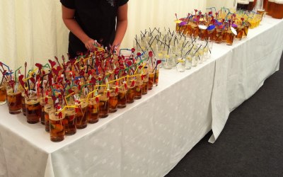 Small corporate welcome drink reception. 