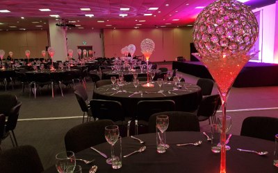 Crystal Globes in martini vases