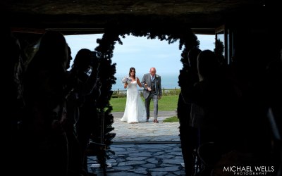 Walking down the aisle at Ocean Kave