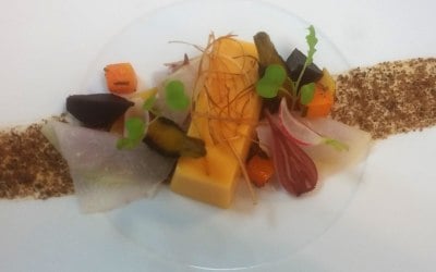 Parmesan polenta with pickled baby root vegetables
