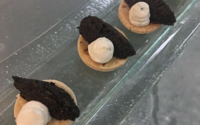 Mushroom quinelles, truffled mascarpone, black pepper shortbread