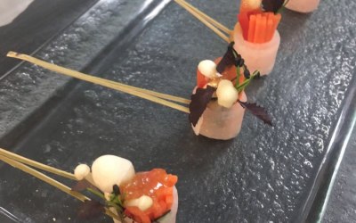 Raw vegetable rolls, wasabi creme fraiche