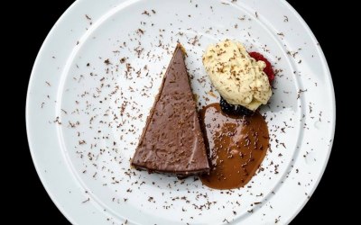 Dark Cholote Delice with praline and cornflake base