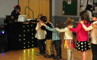 Birthday child gets to be the leader of their own party CONGA!