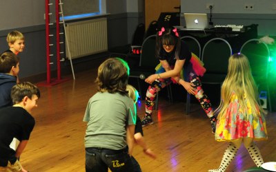 Cha Cha Slide! I also do many other party dance classics and action songs