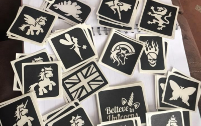 Just some of my many stencils that I have for a temporary glitter tattoo.