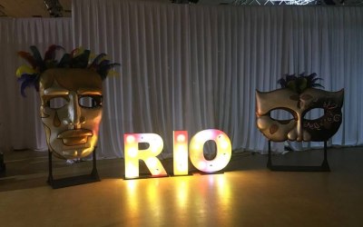 Variety of light up letters & mascarade masks 