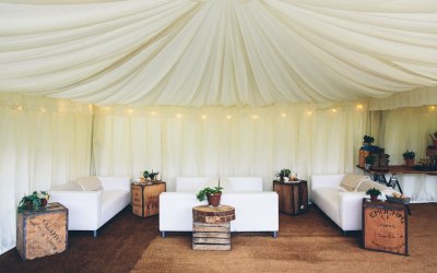 Set up of beautiful white sofas