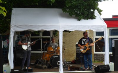 Band in a marquee at school fair