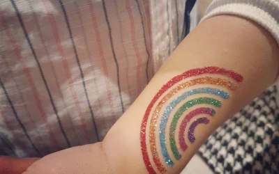 Rainbow glitter tattoo!