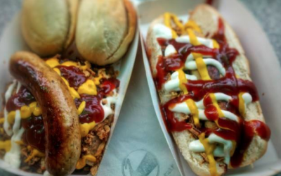 Fully loaded Currywurst and Street Dog.