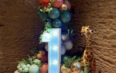 Light up numbers with balloon display.