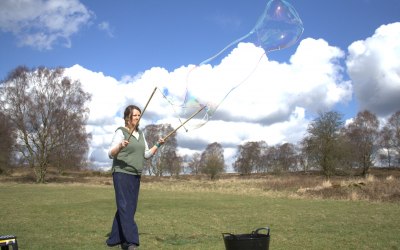 Large bubbles make great photo opportunties as well as entertaining youngsters