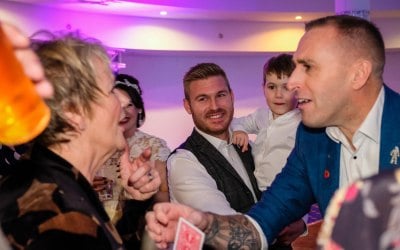 Adam Smith performing at the wedding of Zoe and Andrew 