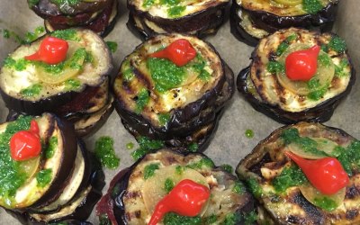 grilled aubergine stacks