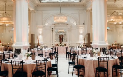 Blush & Black Wedding Setup at Andaz, Liverpool Street