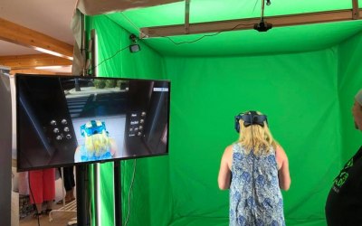 Guest about to Walk a Virtual Plank