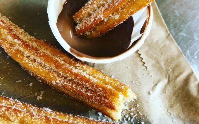 Freshly made Churros and chocolate 