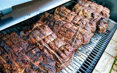 Coffee rub beef chuck on the smoker