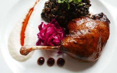 Crispy duck leg
