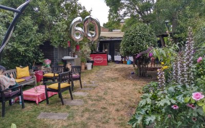 A 50th Birthday Garden Party (his friend's played a joke with the balloons)