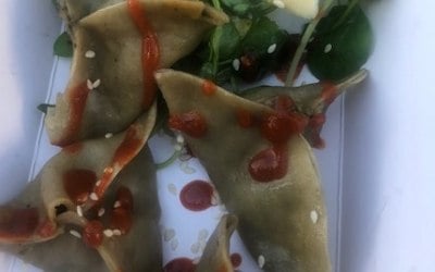 vegan kale and mussroom  dumplins