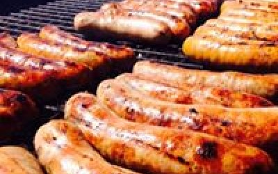 Charcoal cooked sausages